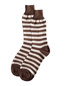Men pure wool socks Stripe design Brown
